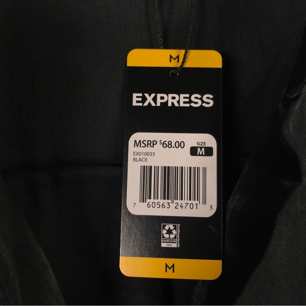 Express Satin Long Sleeve Button Up Shirt, Women's Size M - Black - Picture 4 of 9
